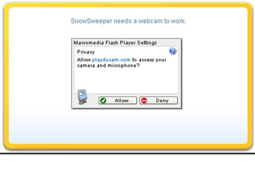 Allow use of webcam Screenshot of message asking for user to allow access to webcam