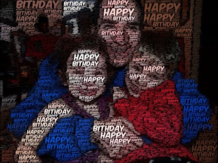 Pic of Chris and his kids as spelled out with the words Happy Birthday