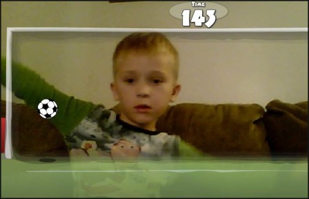 Web Cam Mania Picture of boy playing the soccer game in Web Cam Mania