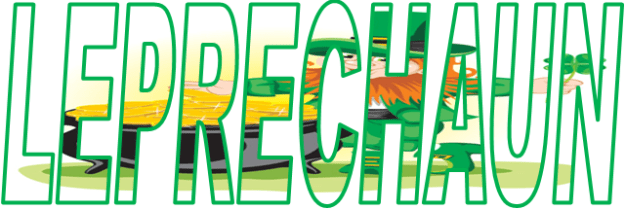 leprechaunwordart A picture of a leprechaun embedded within the word leprechaun