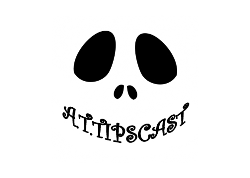 Jack Skellington's eyes and nose with the word "ATTTIPSCAST" as his mouth
