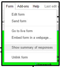 Go to Form tab and select Show Summary of Responses
