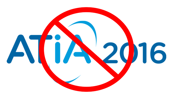 ATIA 2016 logo with a null sign over it